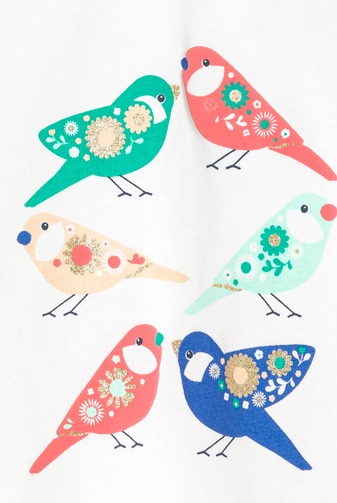 T-shirt oiseau vert bébé fille