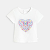 T-shirt papillon en relief bleu bébé fille