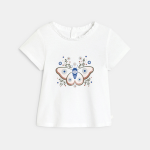 Baby girl's blue textured butterfly T-shirt 1