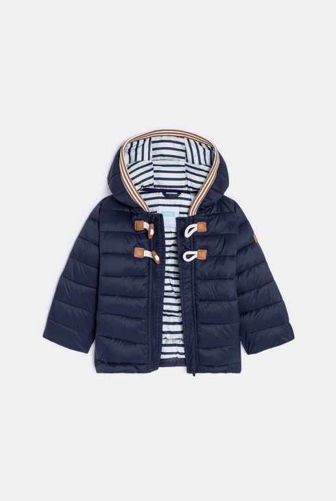 Baby boy's blue zip-up hooded down jacket 2