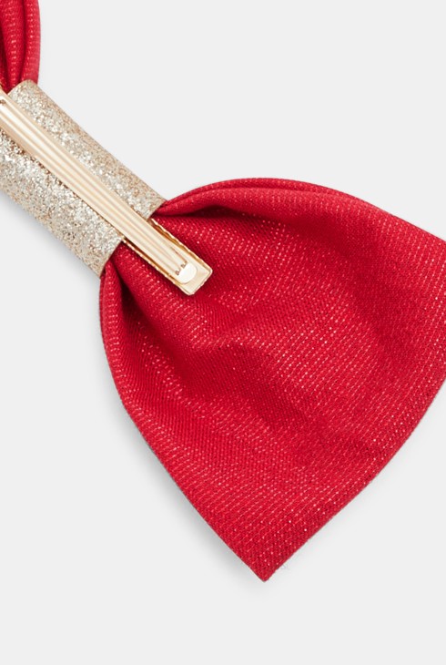 Barrette nœud papillon rouge irisé Fille 2