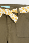 Pantalon coton fantaisie ceinture fleurie vert kaki bébé fille 2