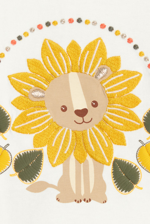 T-Shirt aufgestickter Löwe weiß Baby Mädchen 2