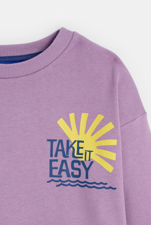 Mauvefarbenes Sweatshirt mit Schriftzug Jungen