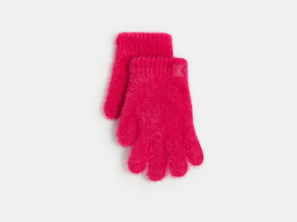 Gants magiques en maille poilue rose Fille 1
