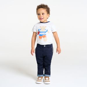 Baby boy's blue textured cotton trousers 1