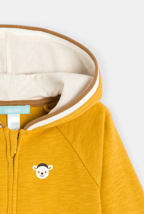 Gelbes Sweatshirt aus Molton mit Reißverschluss Kleinkind Junge