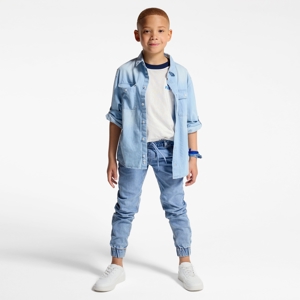 Verwassen blauwe slim-fit jeans voor jongens 1