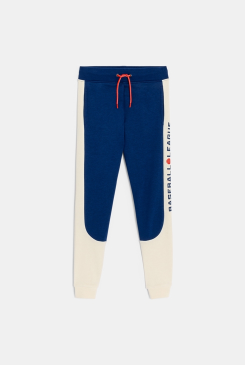 Zweifarbige Jogginghose aus Molton in Marineblau für Jungen
