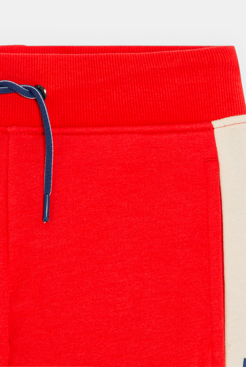 Zweifarbige Jogginghose aus Molton in Rot für Jungen