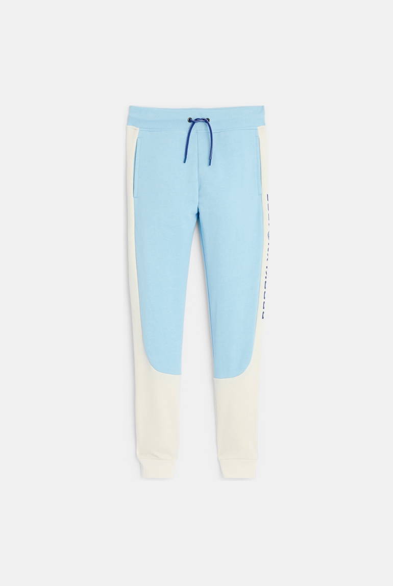 Zweifarbige Jogginghose aus Molton in Blau für Jungen 1