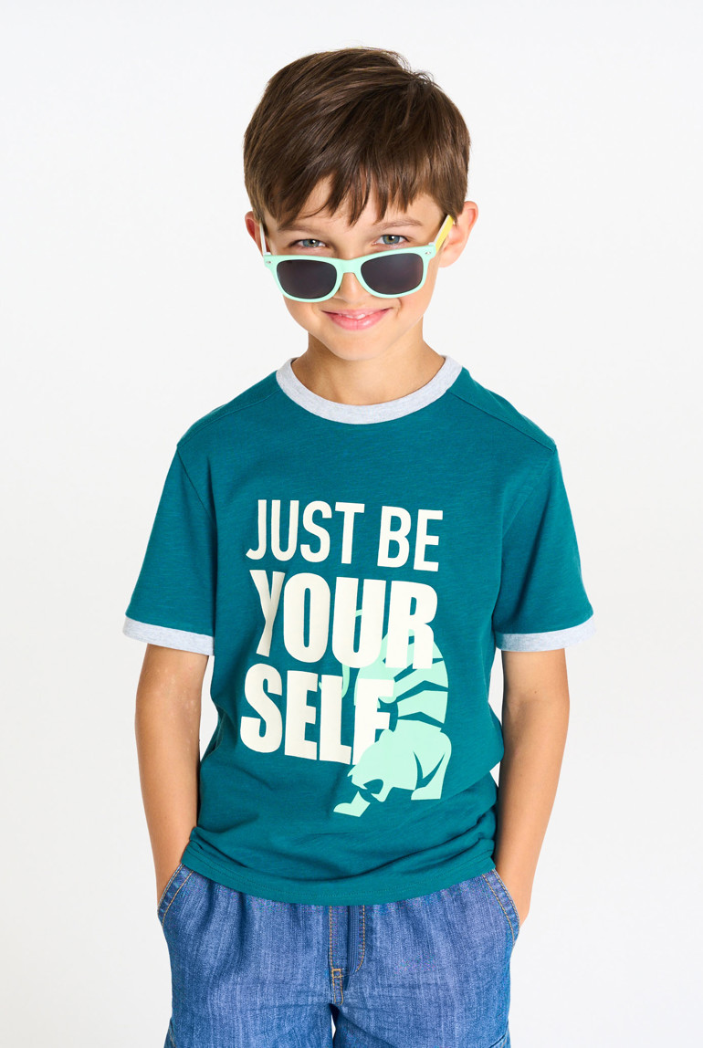 T-shirt  tigre manches courtes bleu Garçon 1