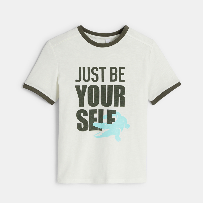 T-shirt crocodile manches courtes blanc Garçon - 14A