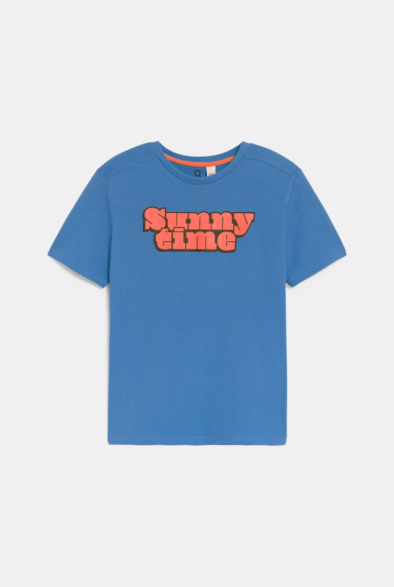 Blaues Kurzarm-T-Shirt mit Schriftzug Jungen 1