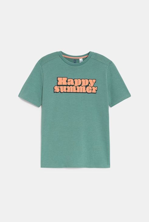 Grünes Kurzarm-T-Shirt mit Schriftzug Jungen 1