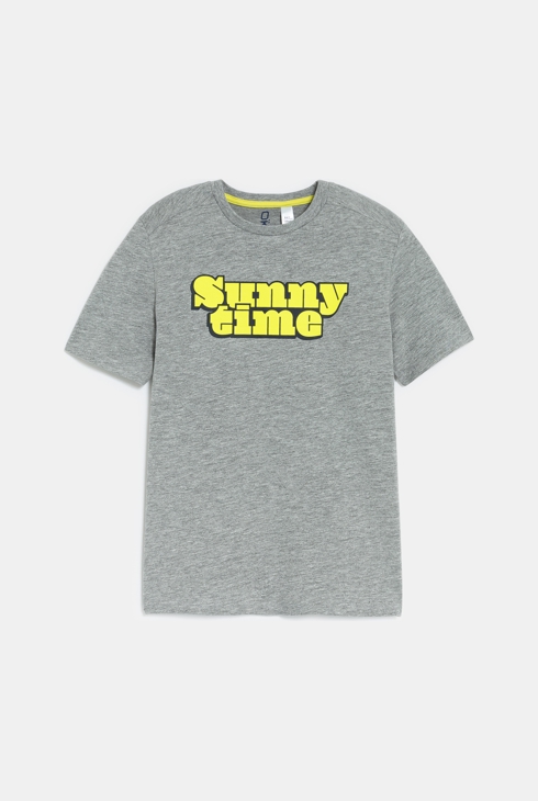 Graues Kurzarm-T-Shirt mit Schriftzug Jungen 1