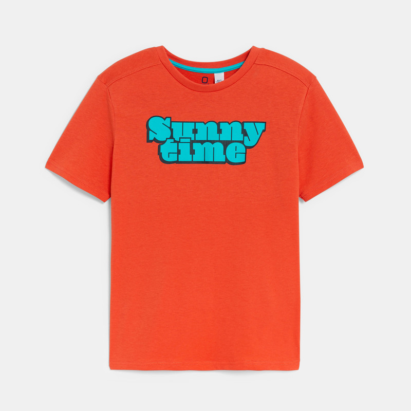 Rotes Kurzarm-T-Shirt mit Schriftzug Jungen