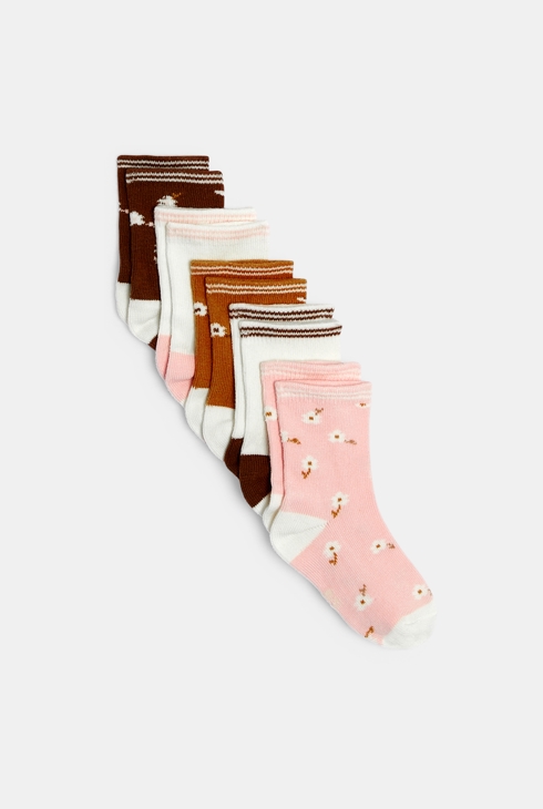 Chaussettes fleurs jacquard rose bébé fille (lot de 5) 1
