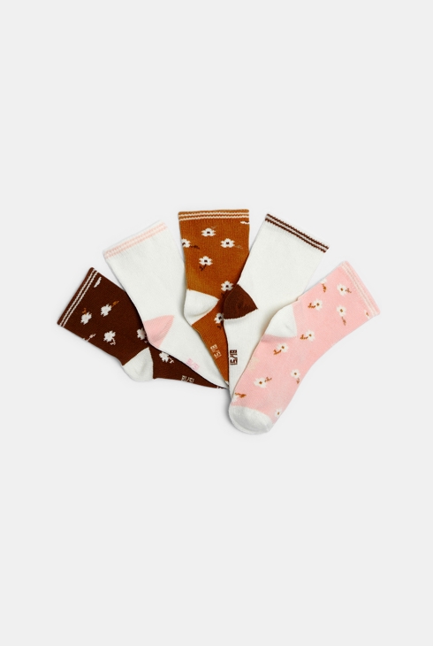 Chaussettes fleurs jacquard rose bébé fille (lot de 5) 2