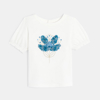 T-shirt fleur relief blanc bébé fille