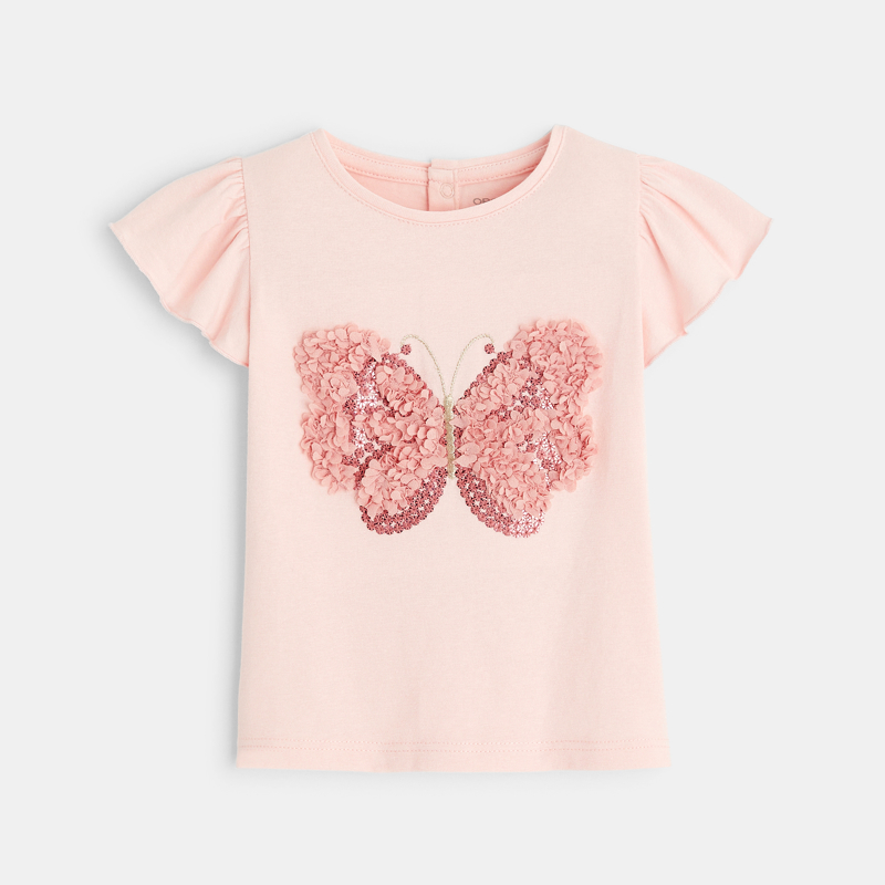 Rosa T-Shirt Pailletten-Schmetterling Baby Mädchen