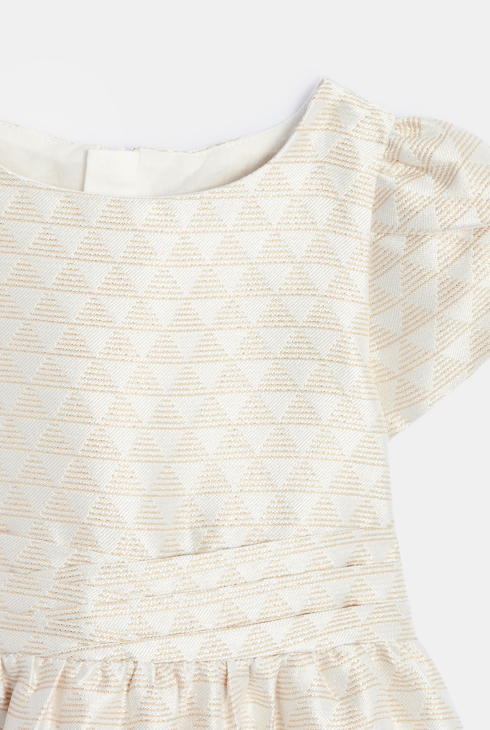 Robe de fête irisée fantaisie beige bébé fille