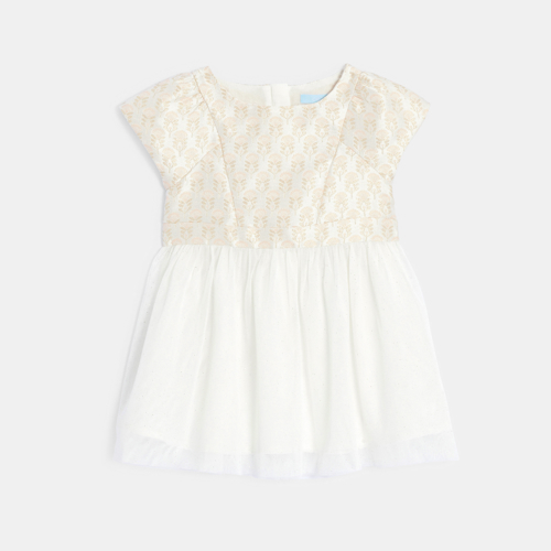 Robe De Fête Bi-matière En Jacquard Et Tulle Bébé Fille - Rose Glycine - 23M - OBAIBI