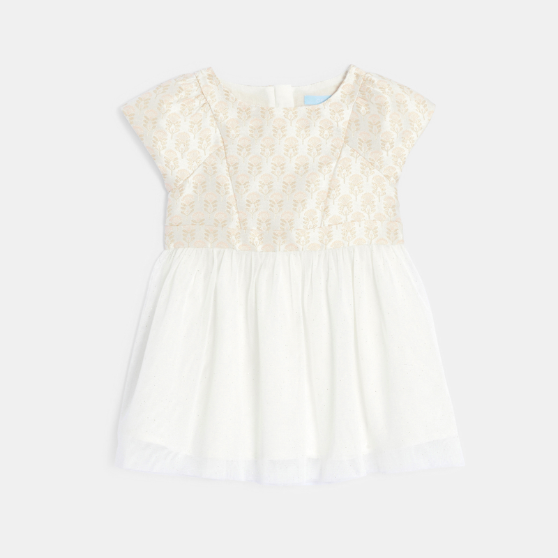Festkleid zwei Materialien Jacquard und Tüll Baby Mädchen