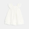 Robe chic plastron fleuri blanc bébé fille