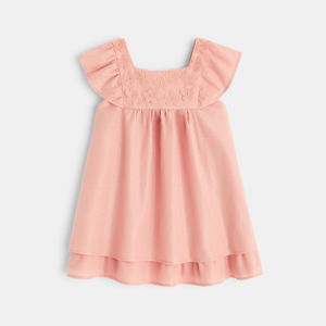 Baby girl's elegant pink floral bib dress 1