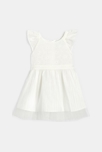 Schickes Baby-Kleid aus zwei Materialien Spitze und Plissee in Weiß für Mädchen 1