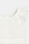Schickes Baby-Kleid aus zwei Materialien Spitze und Plissee in Weiß für Mädchen 2