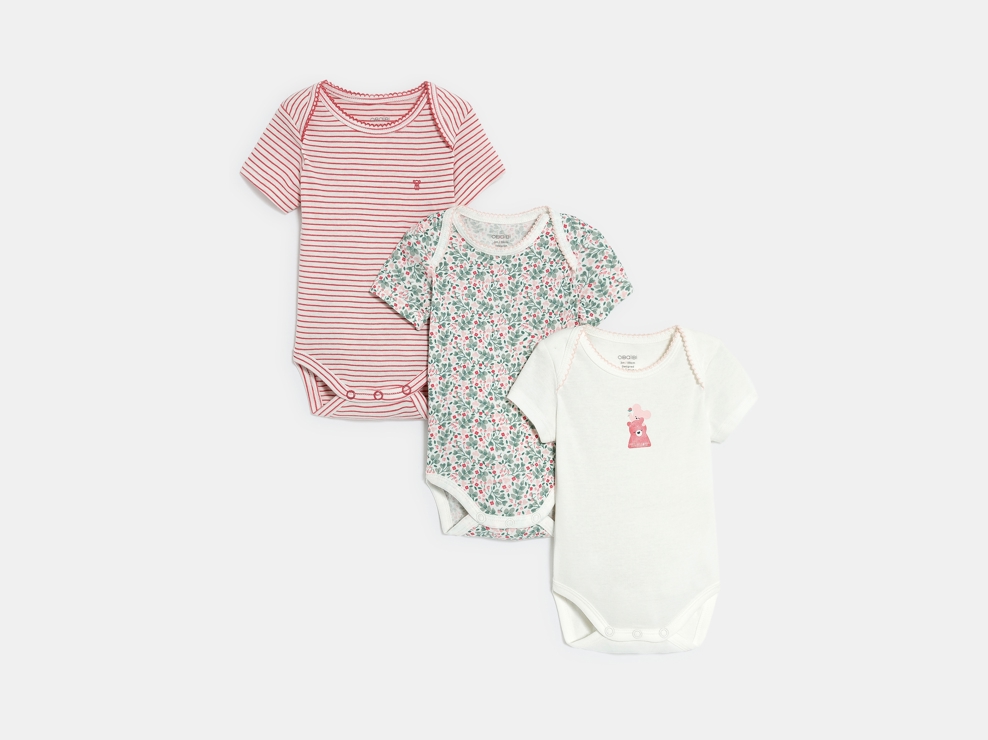 Body manches courtes vert bébé fille (lot de 3) 1