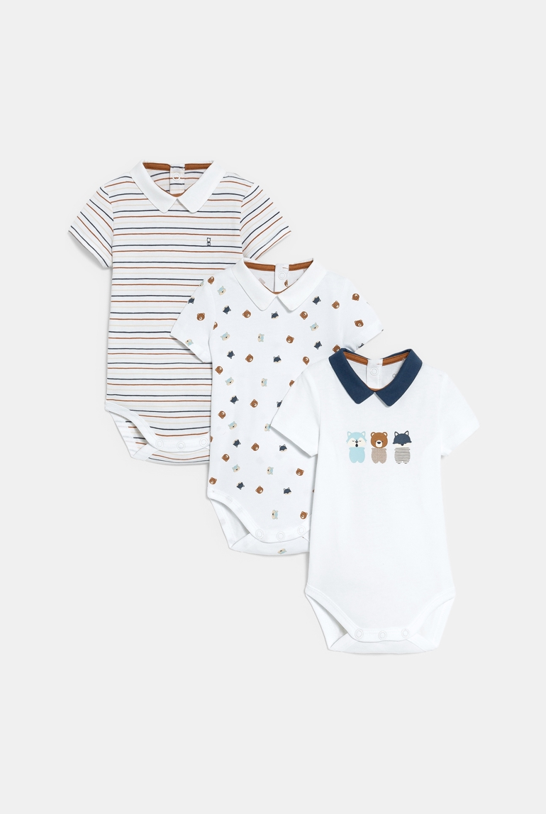 Body manches courtes marron bébé garçon (lot de 3) 1