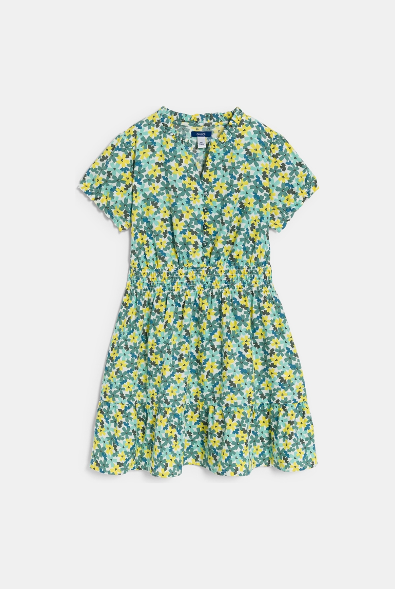 Robe fluide motif fleuri vert Fille 1