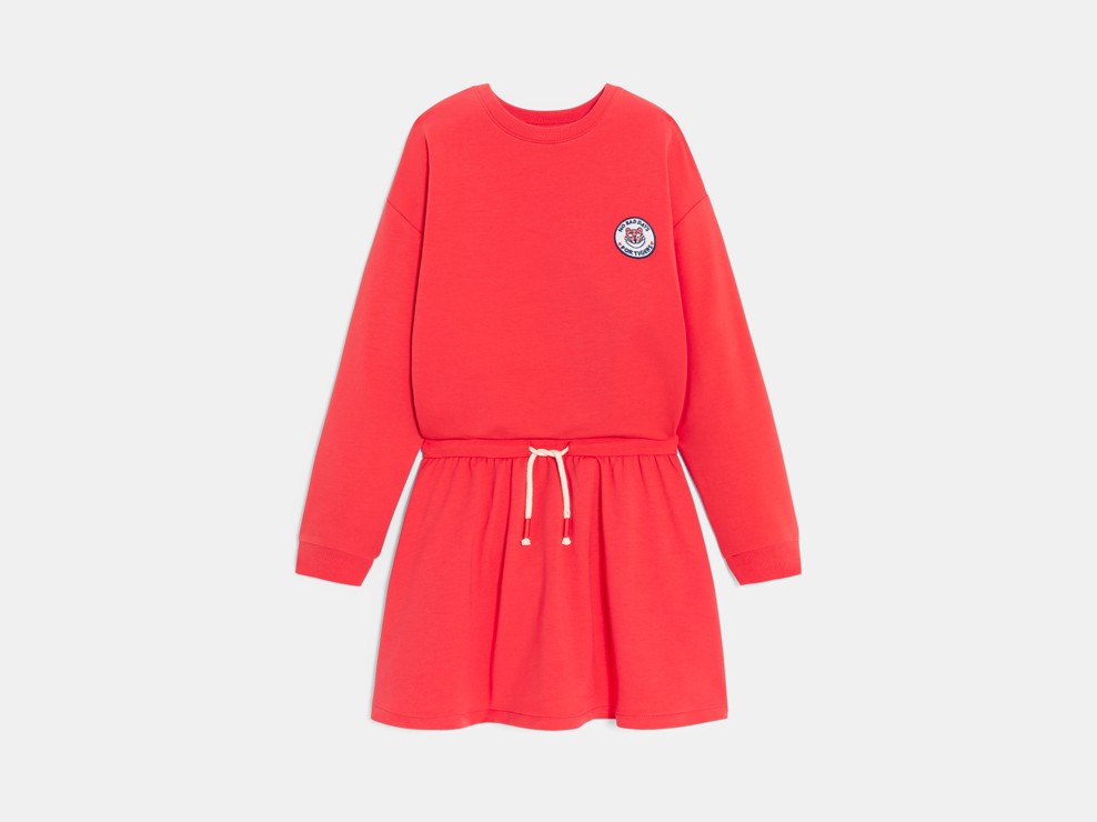 Abito-felpa-t-shirt rossa per bambina 1