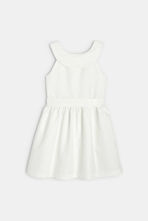 Dekliška elegantna bela obleka z žakardnim motivom 2