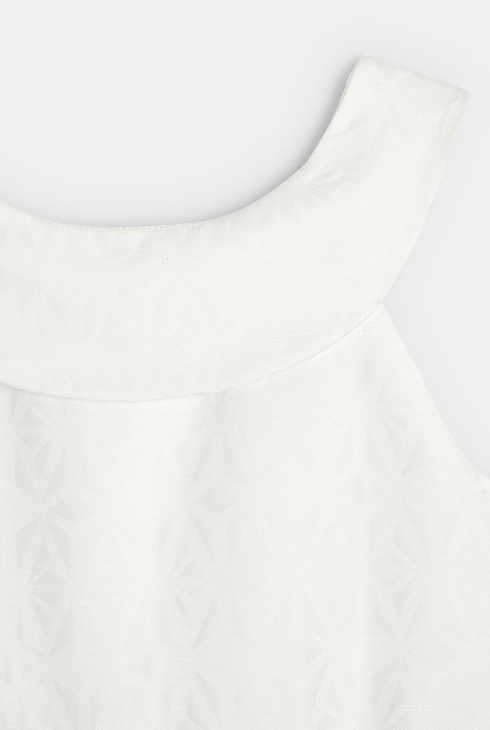 Dekliška elegantna bela obleka z žakardnim motivom 2
