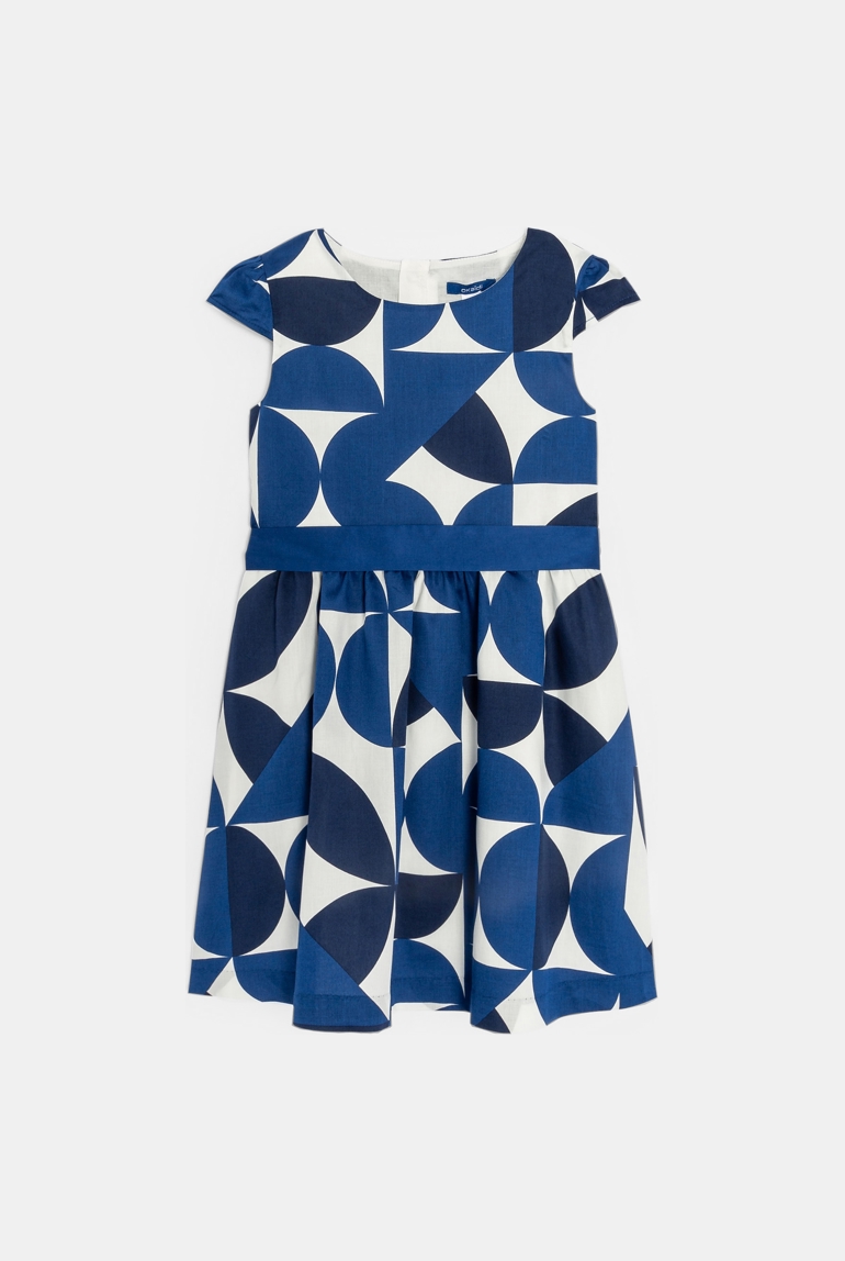 Blaues Kleid mit grafischem Muster für Mädchen 1