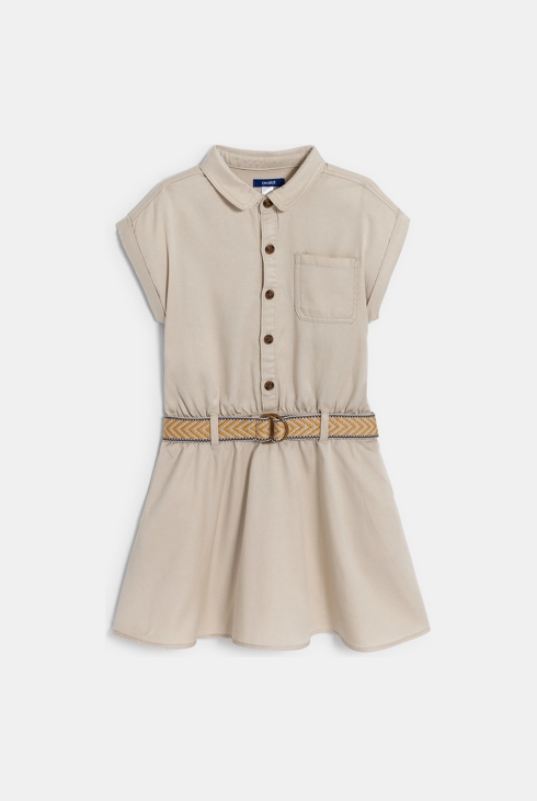 Bež srajčna obleka safari za deklice 1