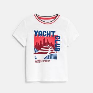 Baby boy's white boat print piqué knit T-shirt 1