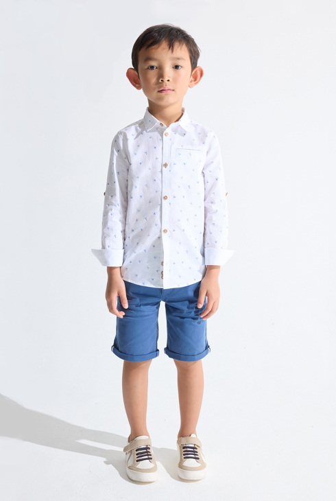 Weißes, mit Palmen-Motiv bedrucktes Hemd Jungen 2