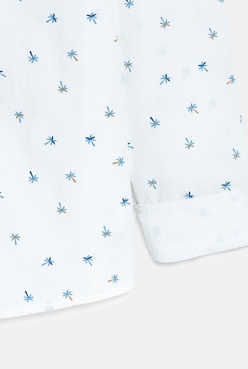 Weißes, mit Palmen-Motiv bedrucktes Hemd Jungen