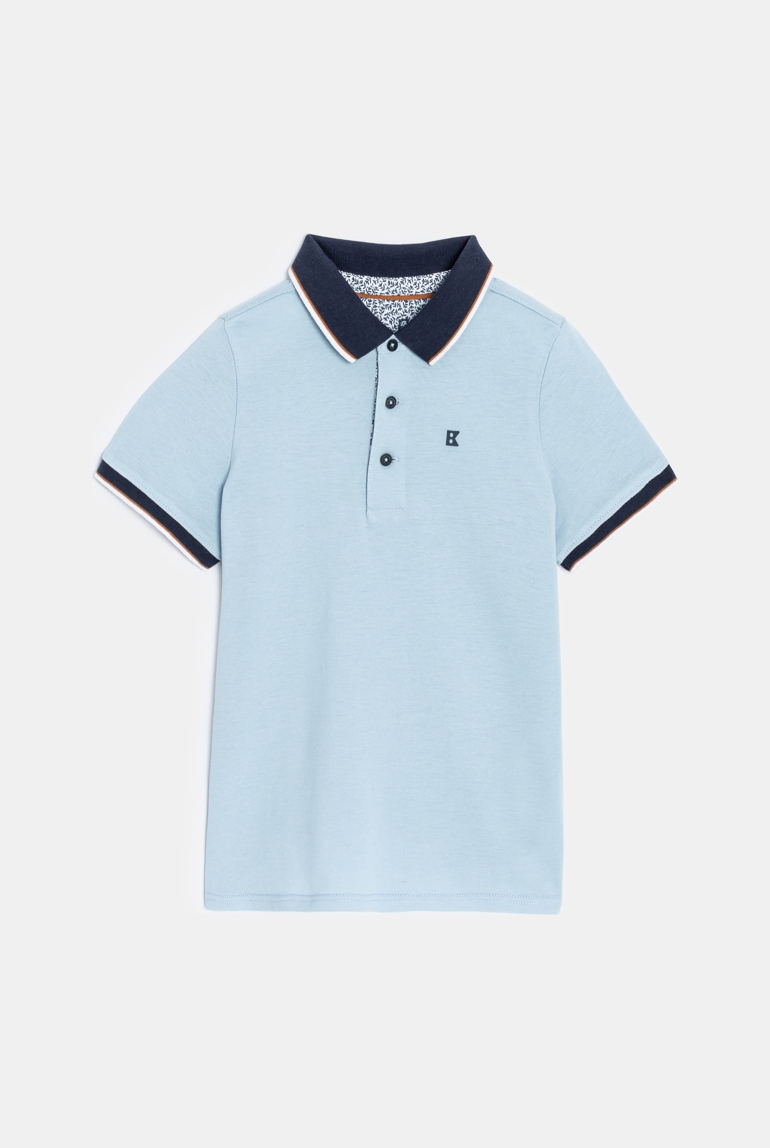 Polo manches courtes en coton piqué bleu ciel Garçon 1