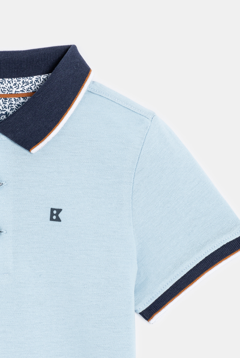 Polo manches courtes en coton piqué bleu ciel Garçon