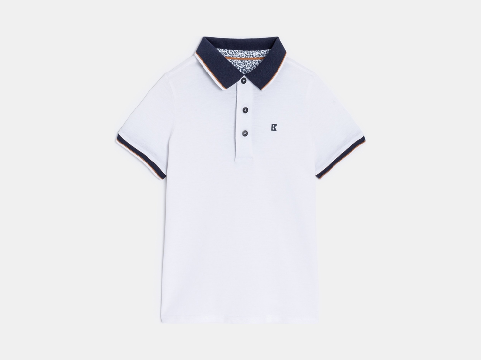 Polo manches courtes en coton piqué blanc Garçon 1