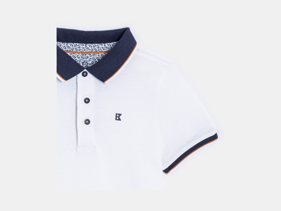 Polo a maniche corte in cotone piqué bianco bambino 2