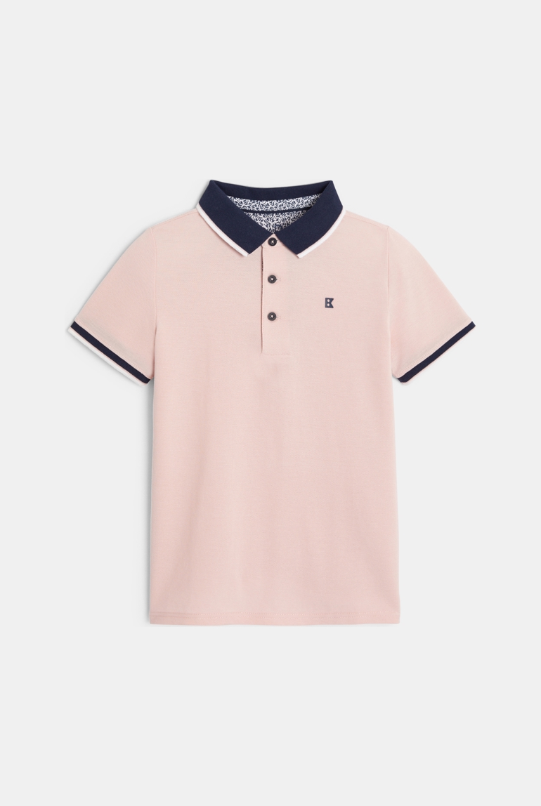 Rosa Kurzarm-Poloshirt aus Baumwollpikee Jungen 1