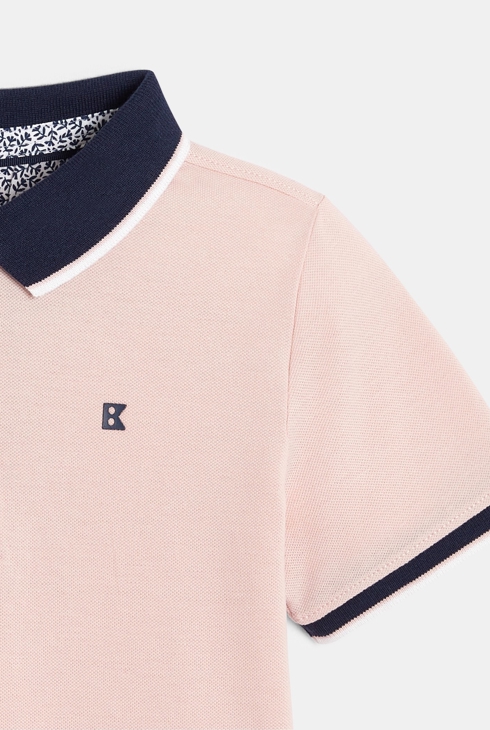 Rosa Kurzarm-Poloshirt aus Baumwollpikee Jungen