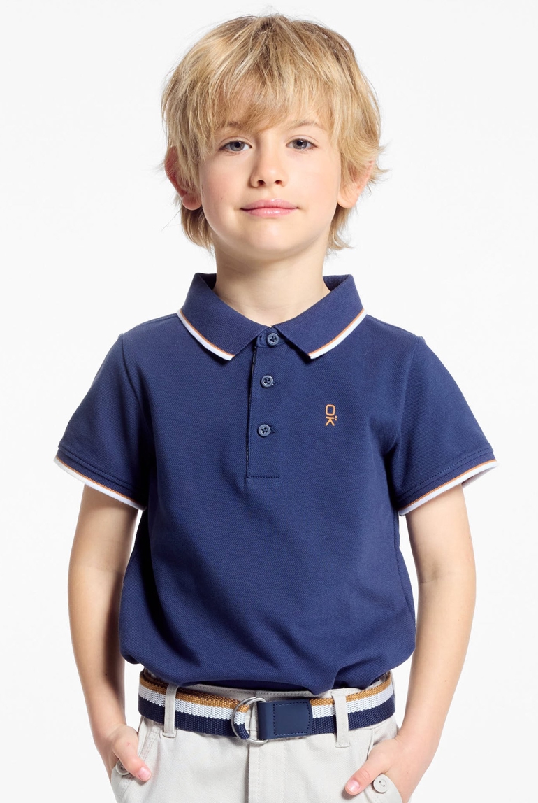 Polo manches courtes en coton piqué bleu marine Garçon 1